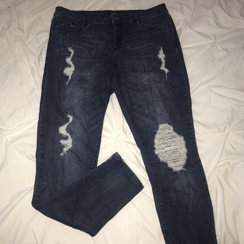 Women’s Ripped Jeans, Dark Blue. Worn less than 5x